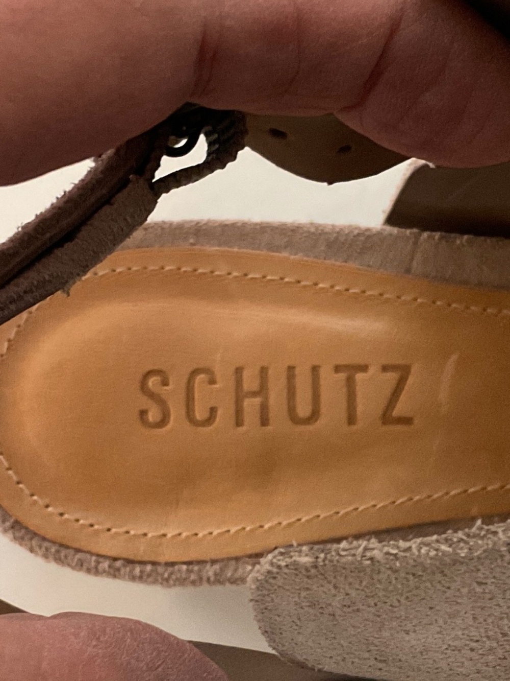 SCHUTZ Slingback Peep-Toe Tan Suede Booties Size 8 - Picture 6 of 11